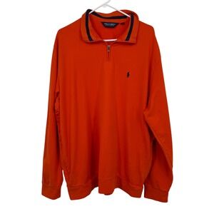 Polo Golf Ralph Lauren Mens XL Orange Pima Cotton 1/4 Zip Pullover St Charles CC